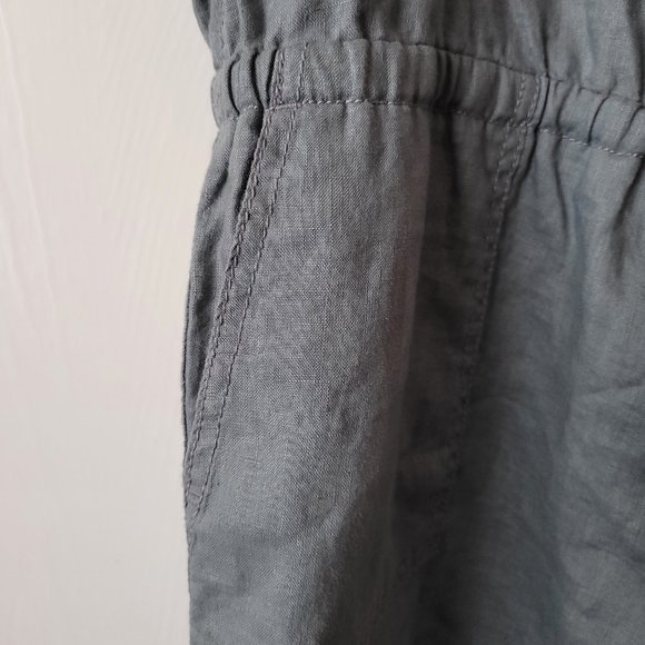Lou & Grey Drawstring Linen Button Down Romper Overalls Size L - Picture 11 of 14